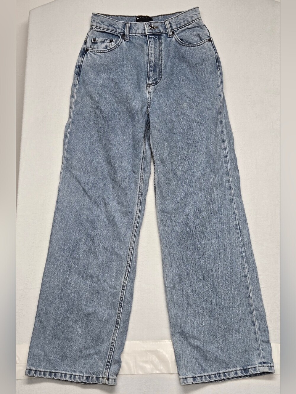 Asos Design Jeans 25 / 32 Wide Leg High Waist / Rise Light Wash 100% Cotton